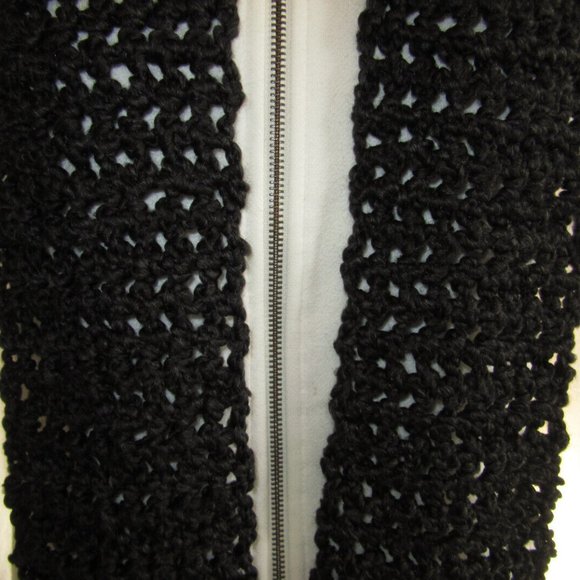 Black Scarf 88"x5" Long Goth Chunky Handmade Crochet Hand Knit Unisex Retro NWT - Picture 9 of 10